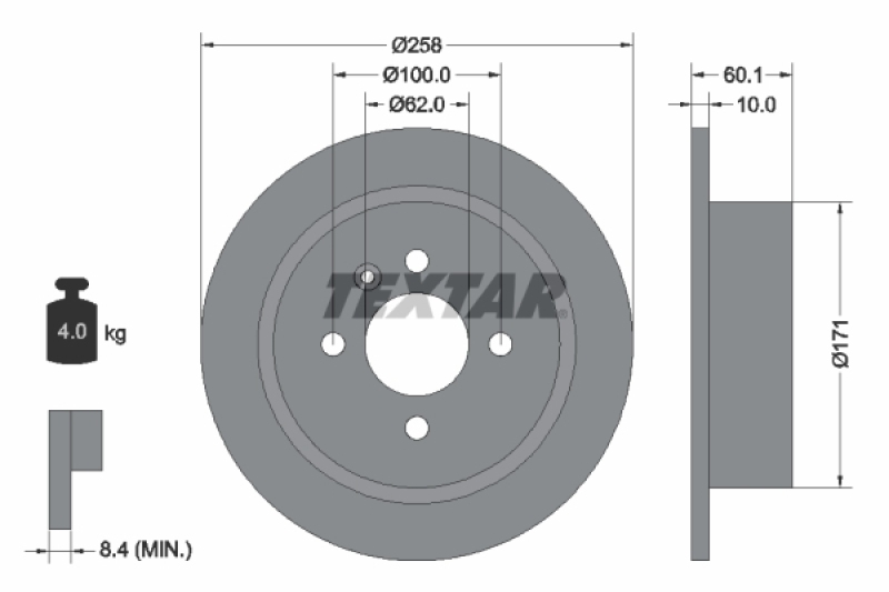 2x TEXTAR Bremsscheibe 92019200