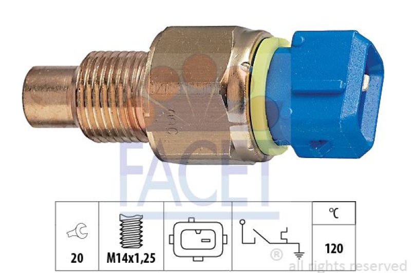 FACET Temperature Switch, coolant warning lamp Made in Italy - OE Equivalent