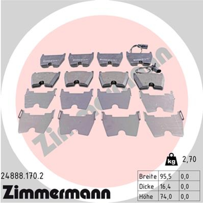 ZIMMERMANN Bremsbelagsatz, Scheibenbremse