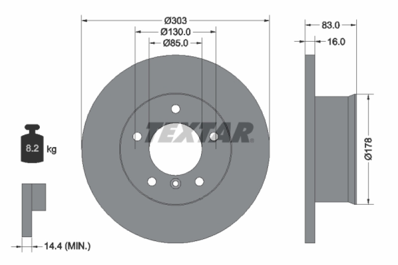2x TEXTAR Bremsscheibe 92020300