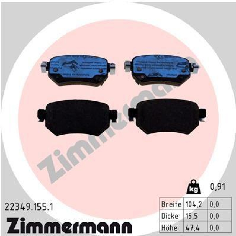 ZIMMERMANN Bremsbelagsatz, Scheibenbremse 22349.155.1