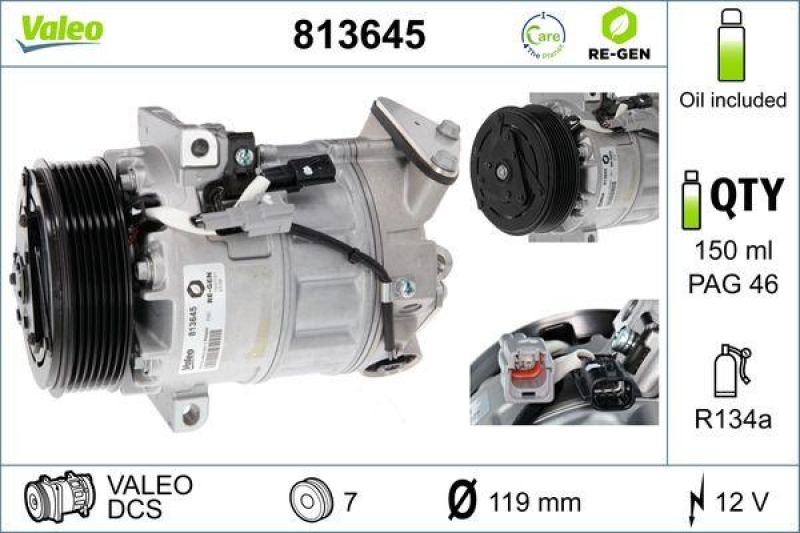 VALEO Kompressor, Klimaanlage VALEO RE-GEN - AT 813645