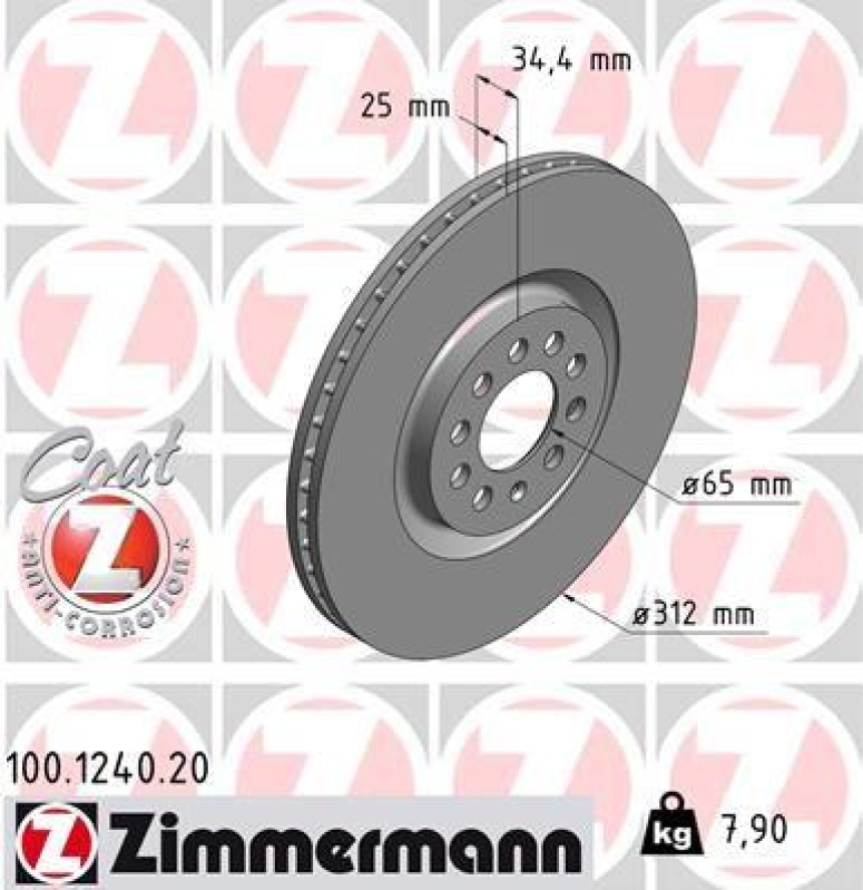 2x Zimmermann Bremsscheiben Coat Z Ø312mm Vorne passend für Seat Ibiza 4 6J5 5 100.1240.20