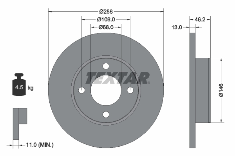 2x TEXTAR Bremsscheibe