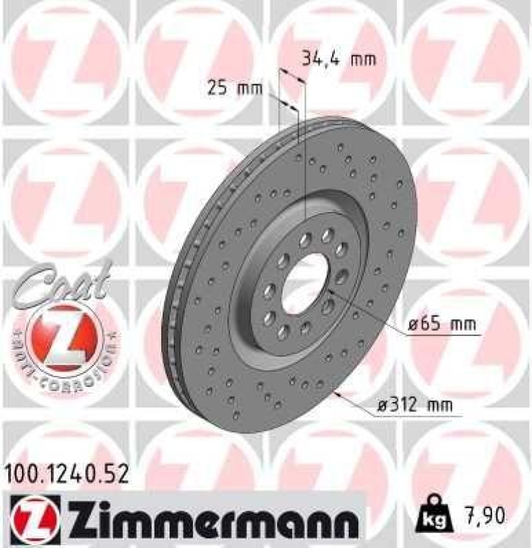2x Zimmermann Bremsscheiben Coat Z Ø312mm Vorne passend für Seat Ibiza 4 6J5 5 100.1240.52