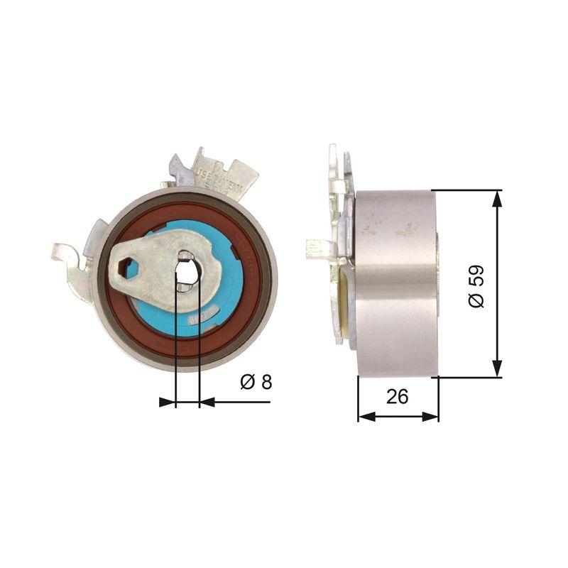 GATES Tensioner Pulley, timing belt PowerGrip®