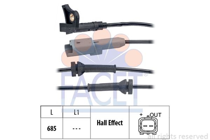 FACET Sensor, Raddrehzahl Made in Italy - OE Equivalent