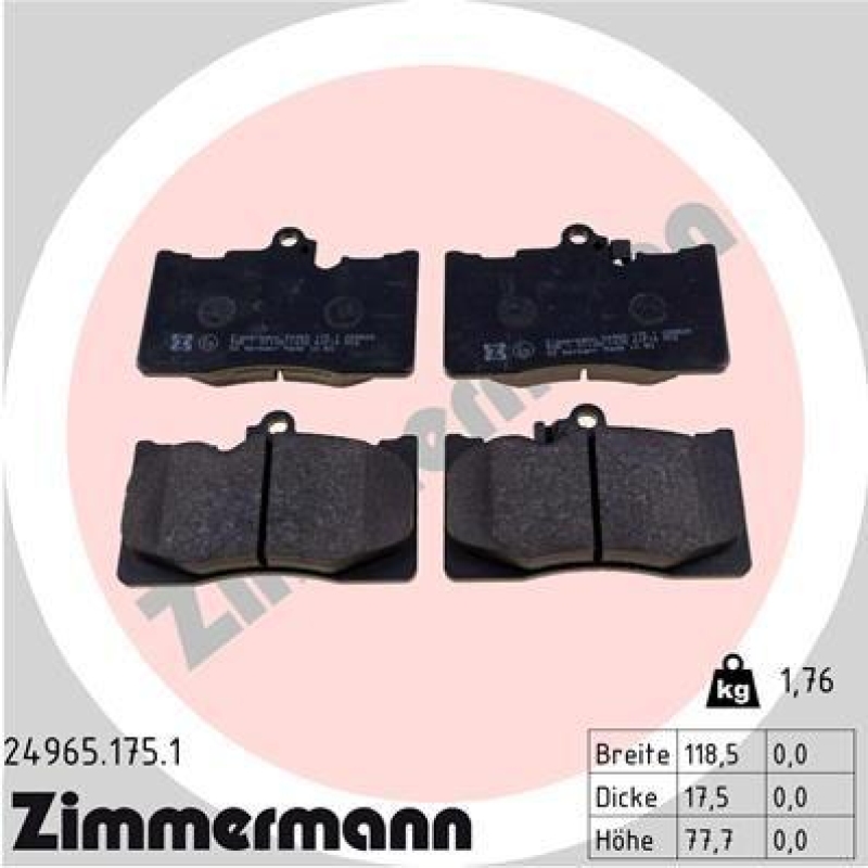 ZIMMERMANN Brake Pad Set, disc brake