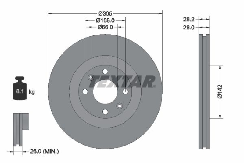 2x TEXTAR Bremsscheibe PRO