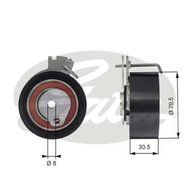 GATES Tensioner Pulley, timing belt PowerGrip®