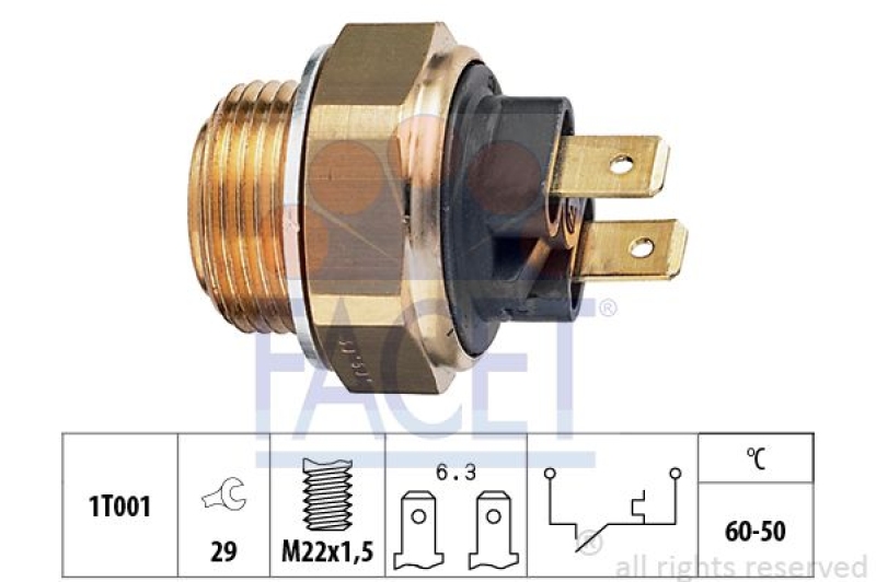 FACET Temperaturschalter, Kühlerlüfter Made in Italy - OE Equivalent