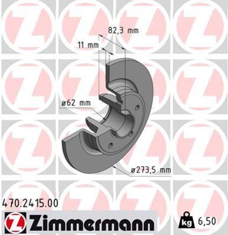 2x Zimmermann Bremsscheiben Ø273.5mm Hinten passend für Renault Laguna 2 1.8 2.0 470.2415.00