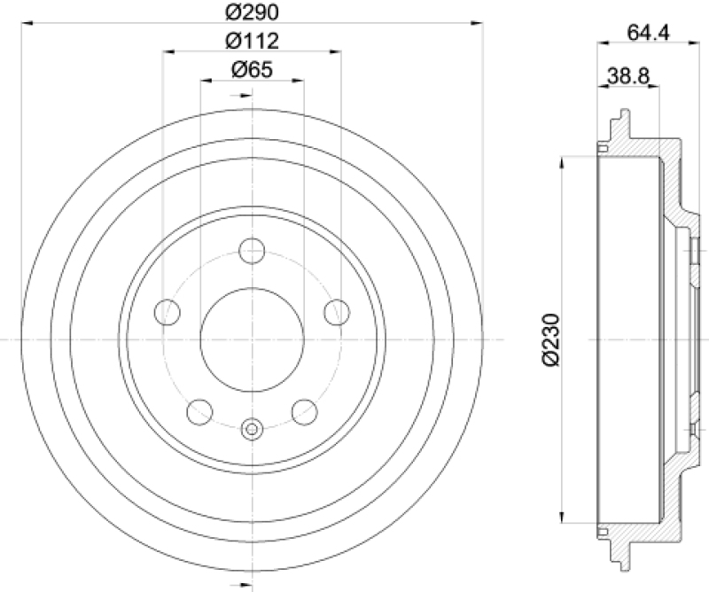 2x HELLA Brake Drum