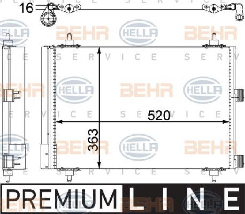 HELLA Condenser, air conditioning BEHR HELLA SERVICE *** PREMIUM LINE ***