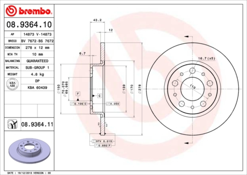 2x BREMBO Bremsscheibe PRIME LINE - UV Coated