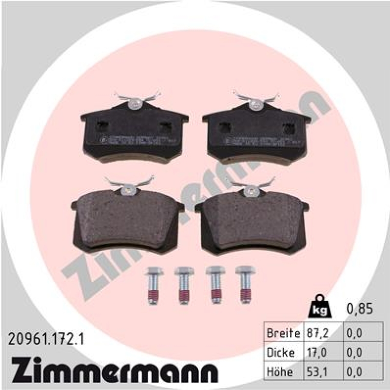 ZIMMERMANN Brake Pad Set, disc brake