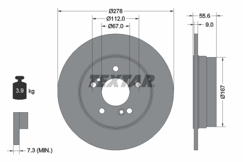 2x TEXTAR Bremsscheibe PRO 92032703