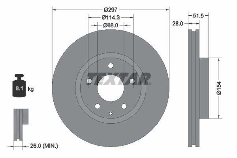 2x TEXTAR Bremsscheibe PRO+