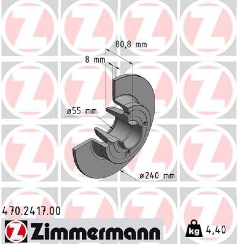 2x Zimmermann Bremsscheiben Ø240mm Hinten passend für Renault Clio 3 1.2 16V 1.6 470.2417.00
