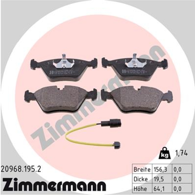 ZIMMERMANN Bremsbelagsatz, Scheibenbremse