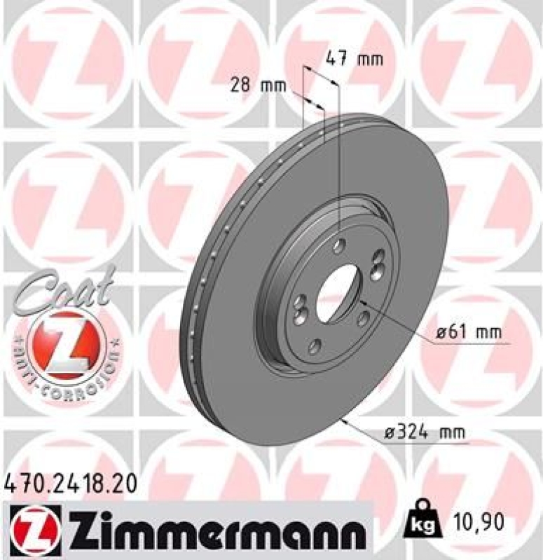 2x ZIMMERMANN Brake Disc COAT Z