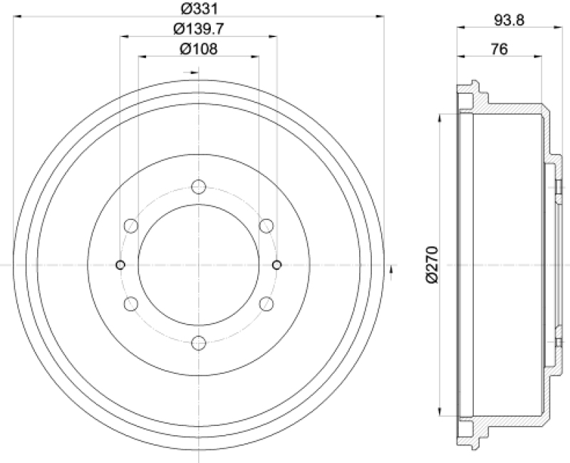 2x HELLA Brake Drum