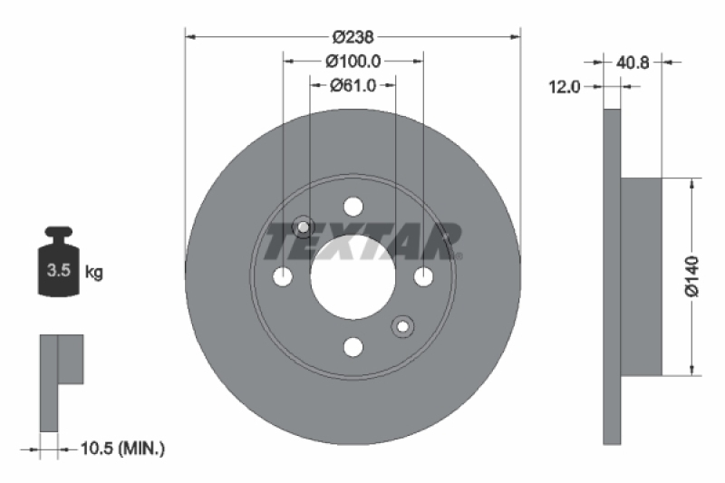 2x TEXTAR Bremsscheibe PRO