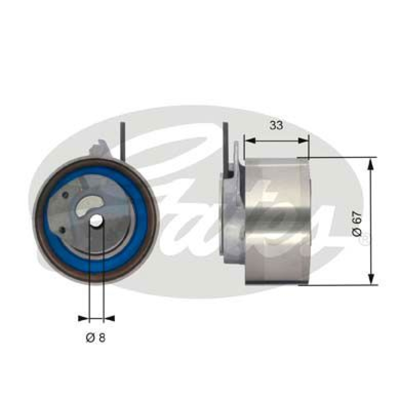 GATES Tensioner Pulley, timing belt PowerGrip®