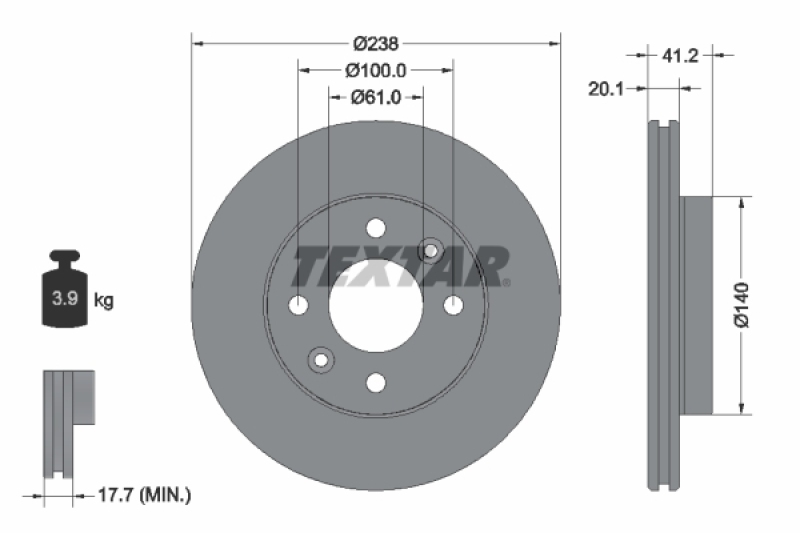 2x TEXTAR Bremsscheibe PRO 92036203