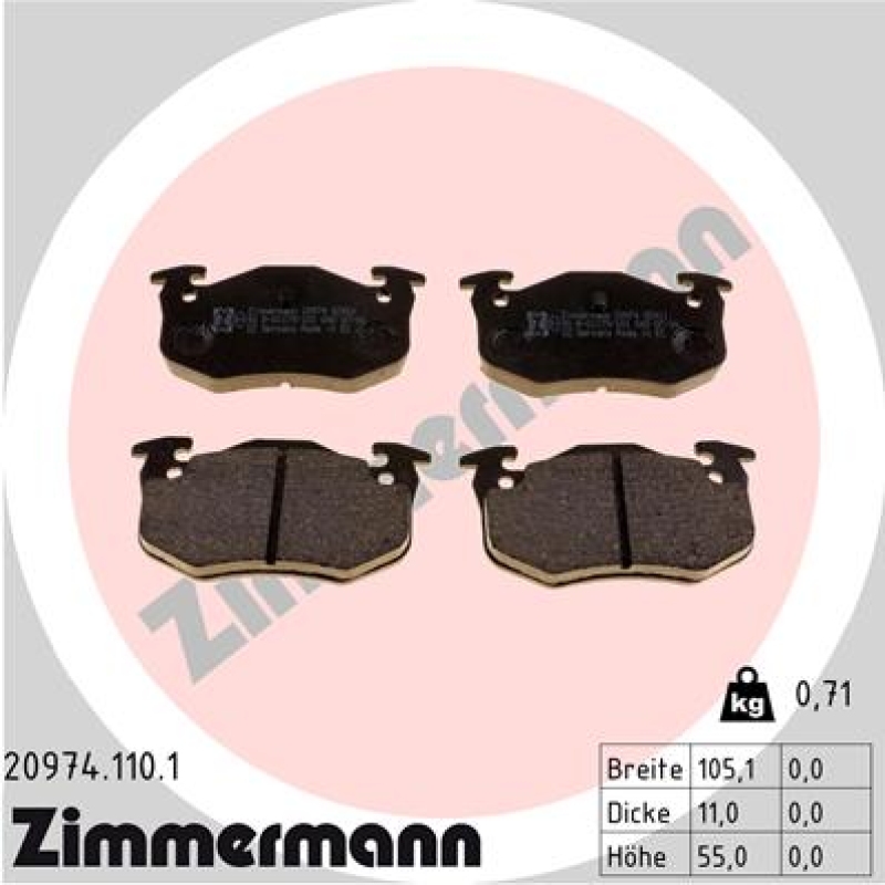 ZIMMERMANN Brake Pad Set, disc brake