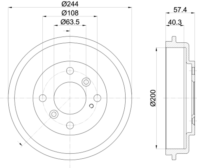 2x HELLA Brake Drum