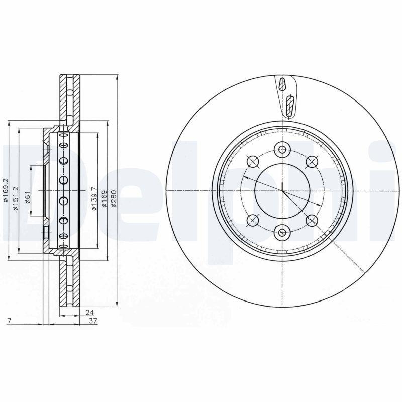 2x DELPHI Bremsscheibe BG4536C