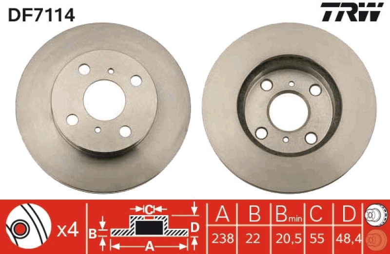 2x TRW Bremsscheibe