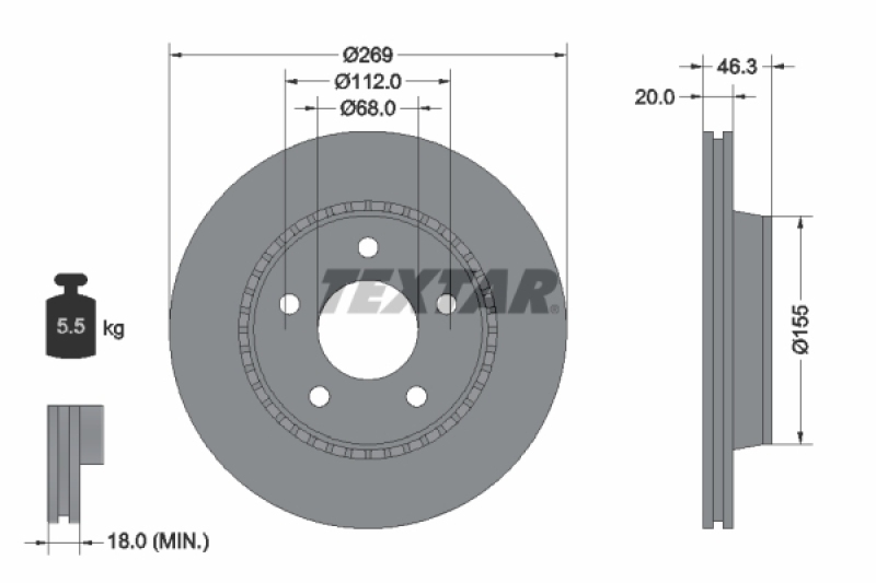 2x TEXTAR Bremsscheibe 92037100