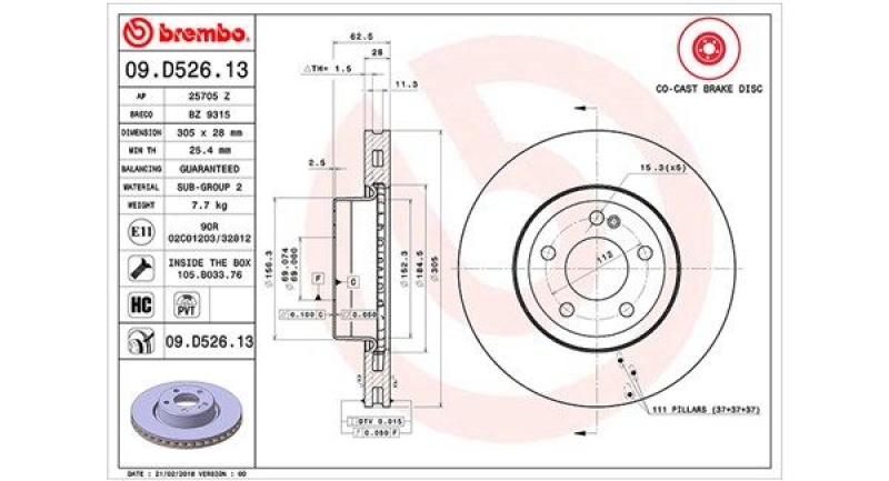 2x MAGNETI MARELLI Bremsscheibe Disco freno co-cast