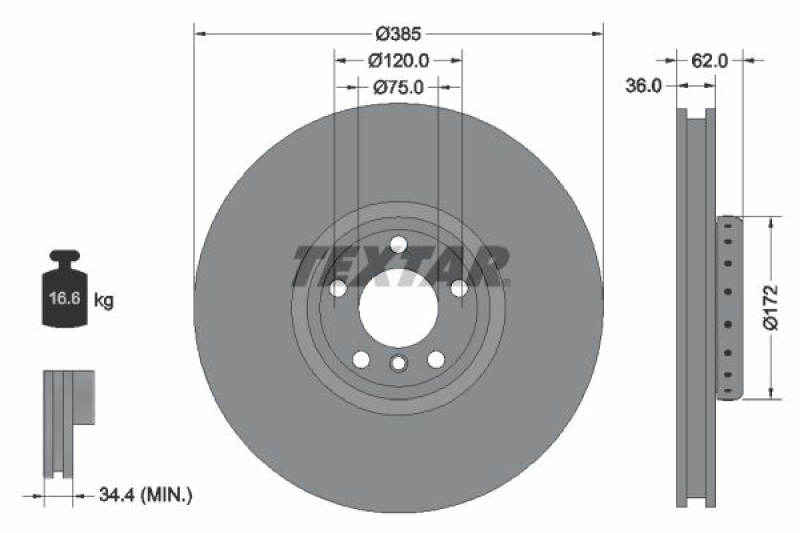 2x TEXTAR Bremsscheibe PRO+