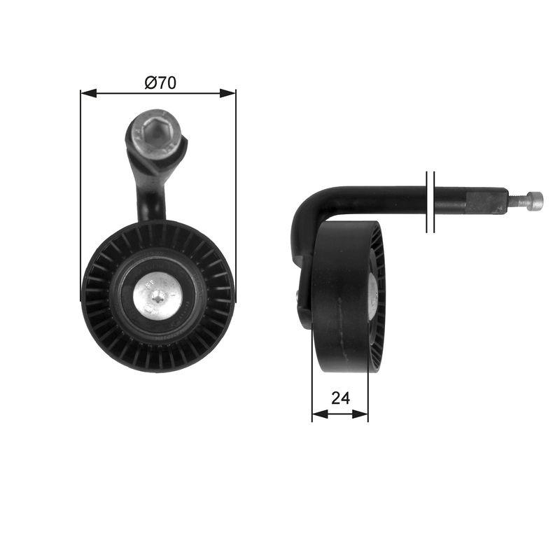 GATES Tensioner Pulley, V-ribbed belt DriveAlign®