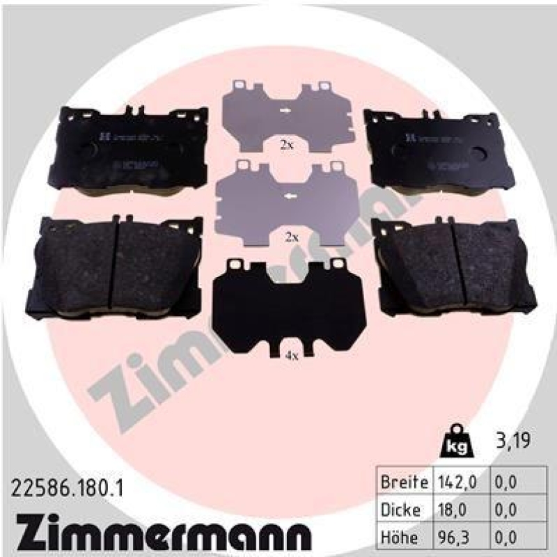 ZIMMERMANN Bremsbelagsatz, Scheibenbremse 22586.180.1