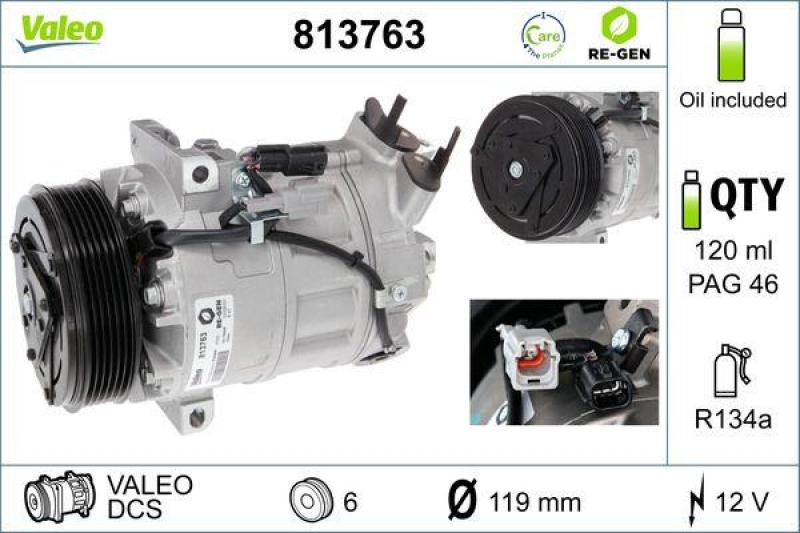 VALEO Compressor, air conditioning REMANUFACTURED
