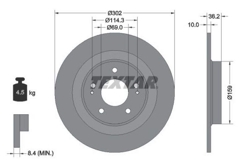 2x TEXTAR Bremsscheibe PRO