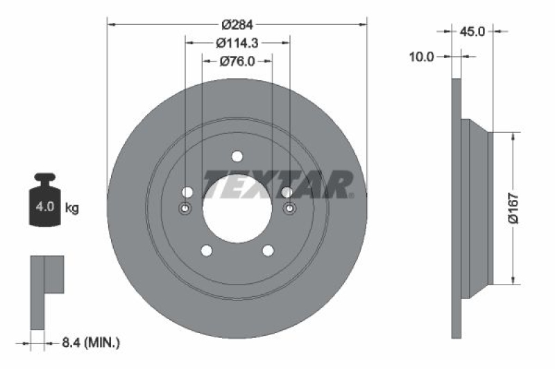 2x TEXTAR Bremsscheibe PRO