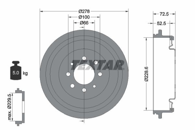 2x TEXTAR Bremstrommel