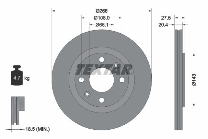 2x TEXTAR Bremsscheibe PRO 92048103