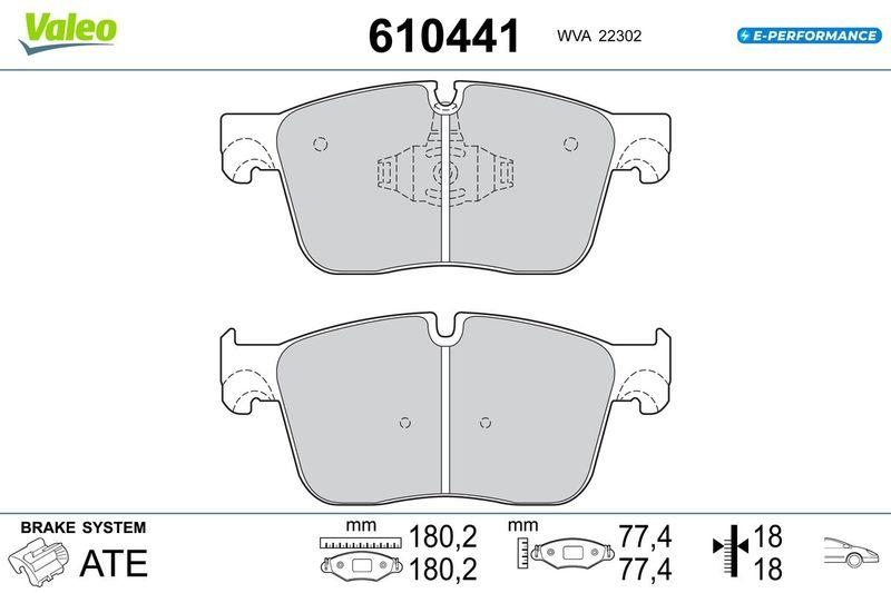 VALEO Bremsbelagsatz, Scheibenbremse E-PERFORMANCE 610441