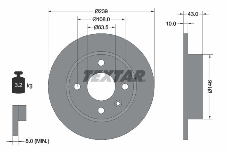 2x TEXTAR Bremsscheibe