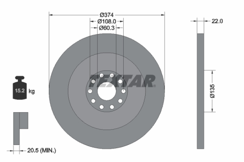 2x TEXTAR Bremsscheibe