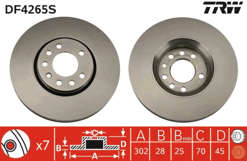 2x TRW Bremsscheibe