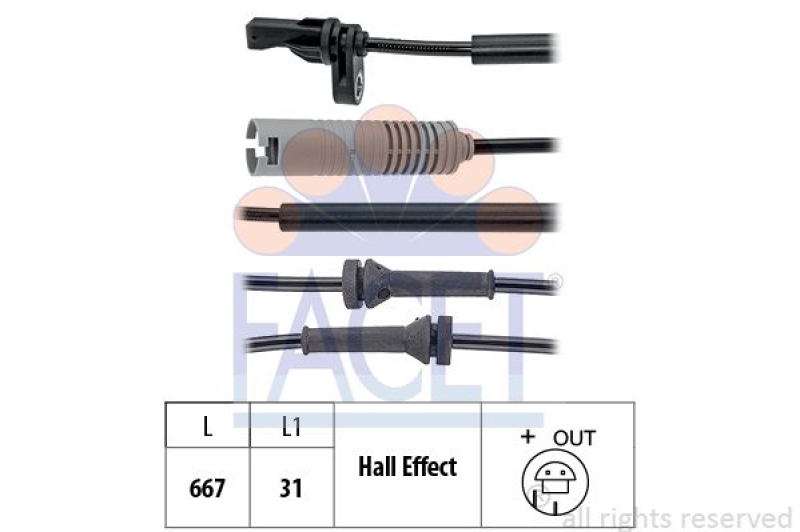 FACET Sensor, Raddrehzahl Made in Italy - OE Equivalent