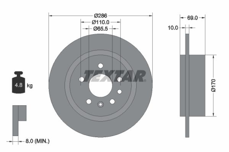 2x TEXTAR Bremsscheibe