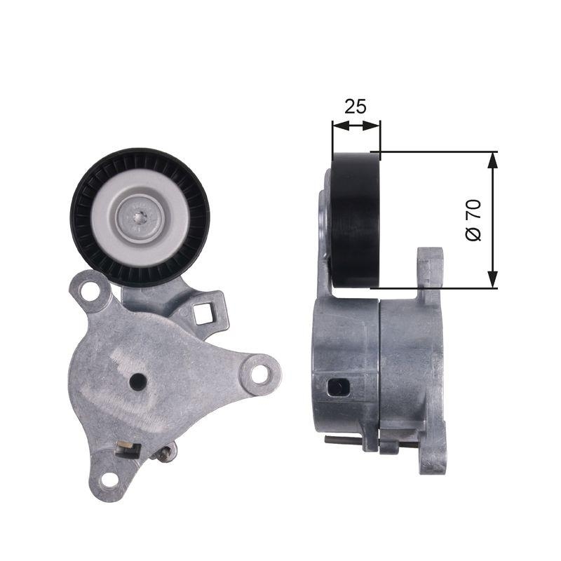 GATES Tensioner Pulley, V-ribbed belt DriveAlign®